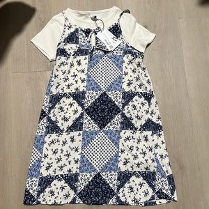 Zara combined top with patchwork dress - size 13-14